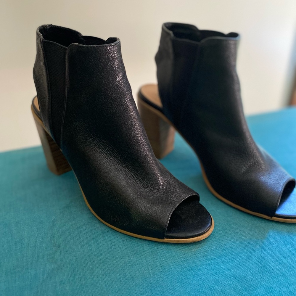 Black leather booties